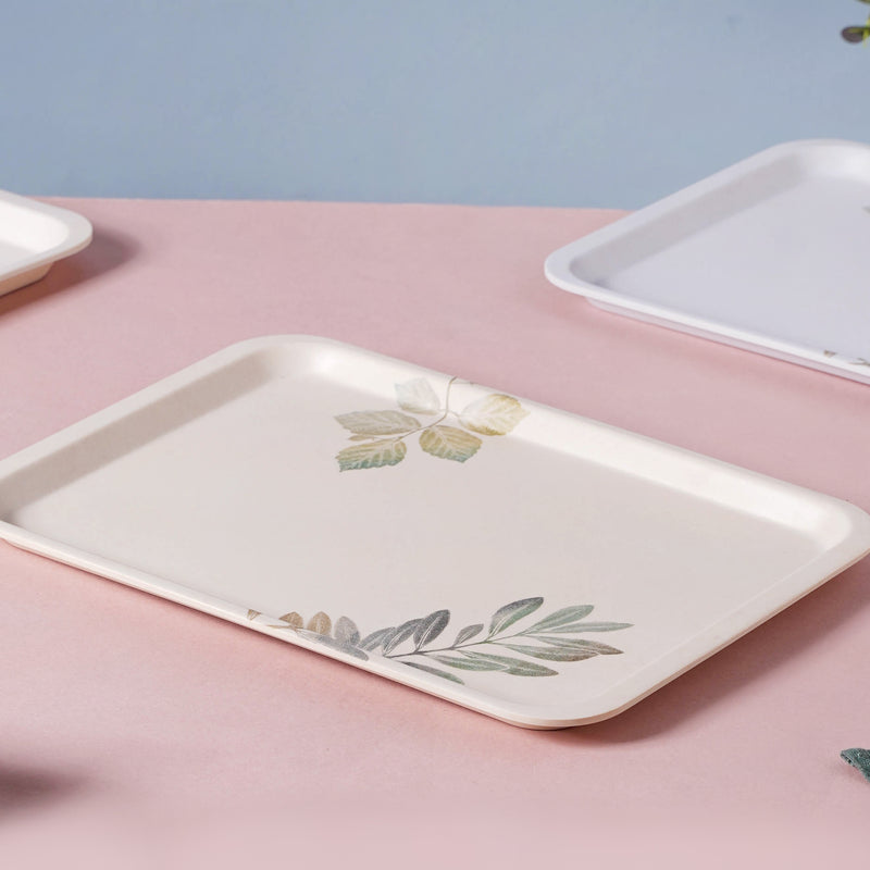 Large Rectangular Tray With Leaves