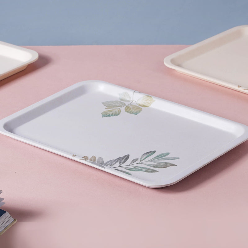 Large Rectangular Tray With Leaves