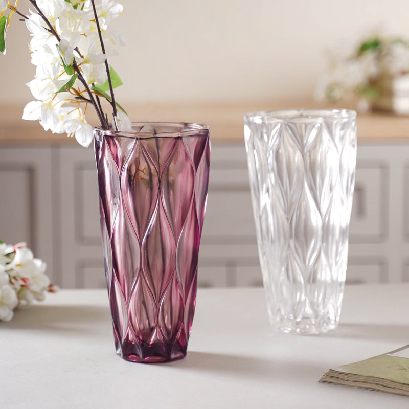 Crystal Glass Vase - Glass flower vase for home decor, office and gifting | Home decoration items
