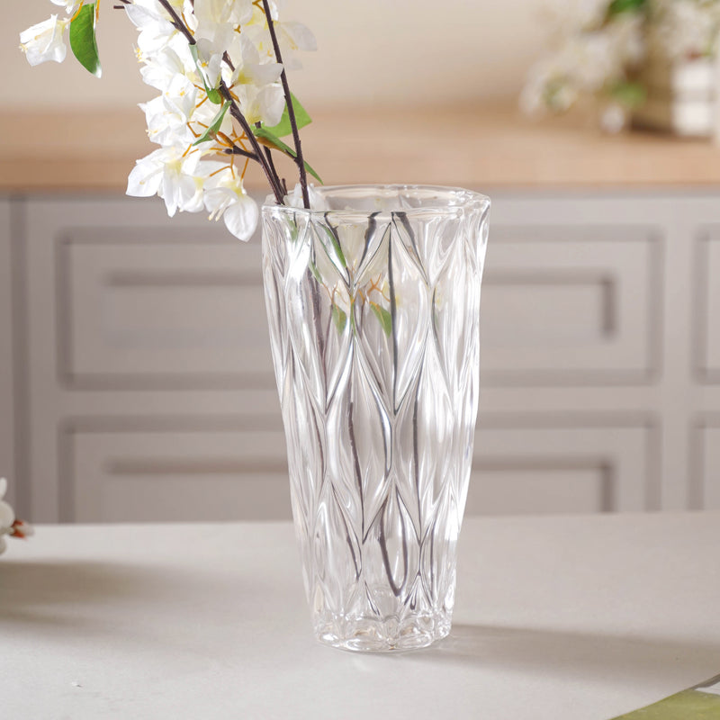 Crystal Glass Vase - Glass flower vase for home decor, office and gifting | Home decoration items