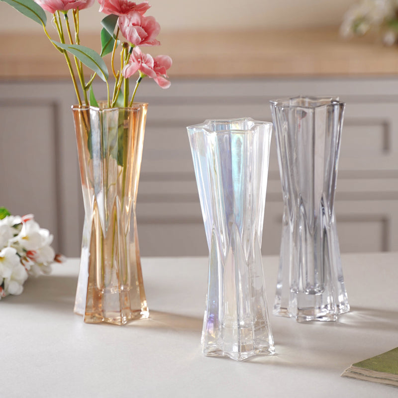 Crystal Flower Vase Small - Glass flower vase for home decor, office and gifting | Home decoration items