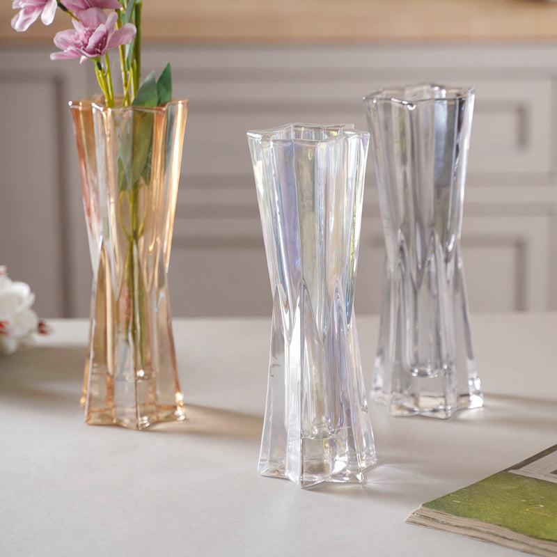 Crystal Flower Vase Small - Glass flower vase for home decor, office and gifting | Home decoration items
