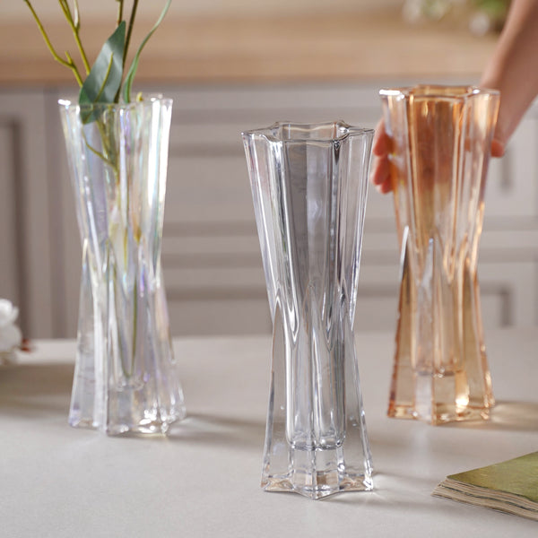 Crystal Flower Vase Small - Glass flower vase for home decor, office and gifting | Home decoration items