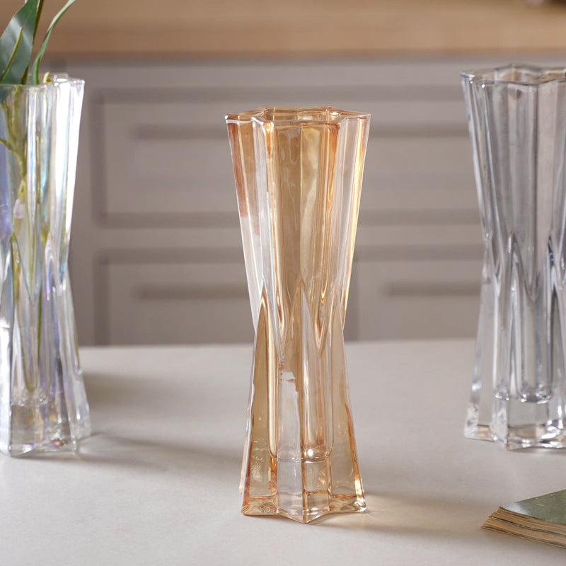 Crystal Flower Vase Small - Glass flower vase for home decor, office and gifting | Home decoration items