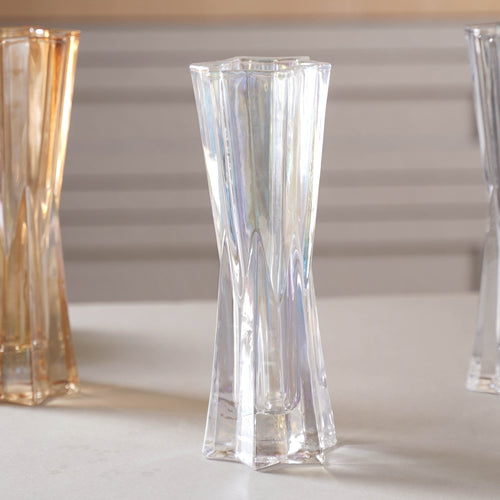 Crystal Flower Vase Small - Glass flower vase for home decor, office and gifting | Home decoration items
