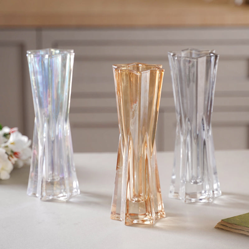 Crystal Flower Vase Small - Glass flower vase for home decor, office and gifting | Home decoration items
