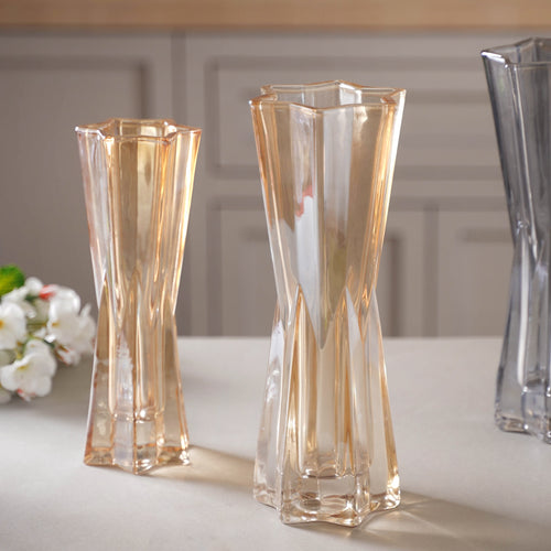 Crystal Flower Vase Small - Glass flower vase for home decor, office and gifting | Home decoration items