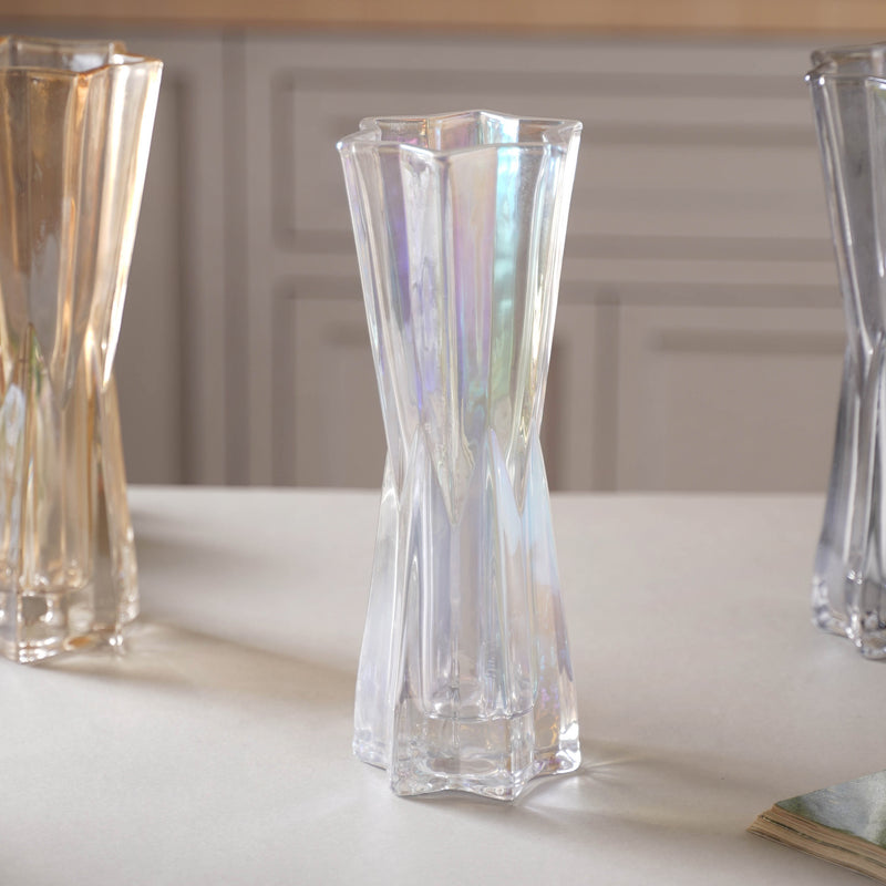 Crystal Flower Vase Large - Glass flower vase for home decor, office and gifting | Home decoration items