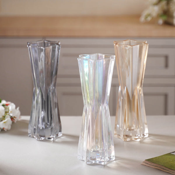 Crystal Flower Vase Large - Glass flower vase for home decor, office and gifting | Home decoration items