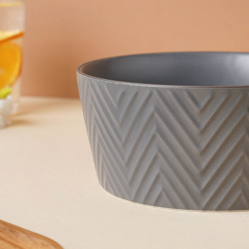 Asphalt Grey Textured Serving Bowl - Bowl, ceramic bowl, serving bowls, noodle bowl, salad bowls | Bowls for dining table & home decor