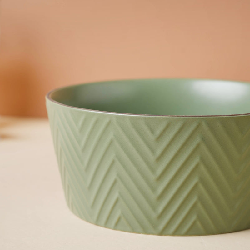 Fern Green Textured Serving Bowl - Bowl, ceramic bowl, serving bowls, noodle bowl, salad bowls, bowl for snacks, large serving bowl | Bowls for dining table & home decor