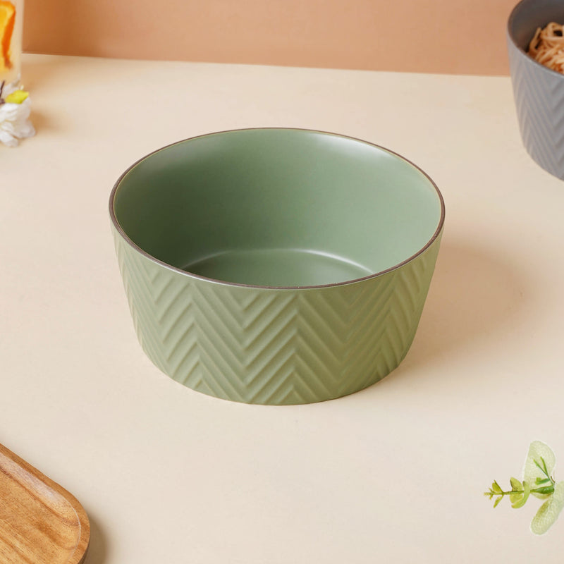 Fern Green Textured Serving Bowl - Bowl, ceramic bowl, serving bowls, noodle bowl, salad bowls, bowl for snacks, large serving bowl | Bowls for dining table & home decor
