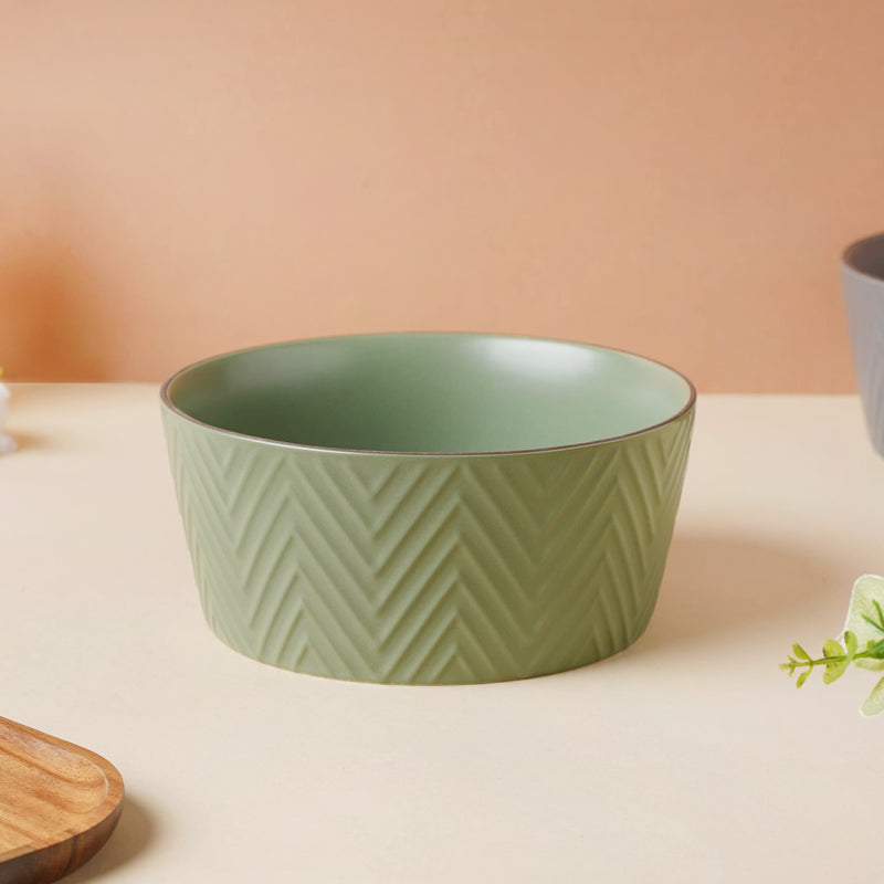 Fern Green Textured Serving Bowl - Bowl, ceramic bowl, serving bowls, noodle bowl, salad bowls, bowl for snacks, large serving bowl | Bowls for dining table & home decor