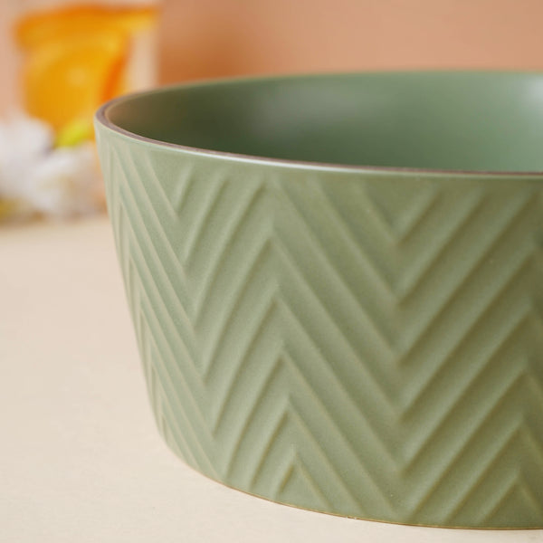 Fern Green Textured Serving Bowl - Bowl, ceramic bowl, serving bowls, noodle bowl, salad bowls, bowl for snacks, large serving bowl | Bowls for dining table & home decor