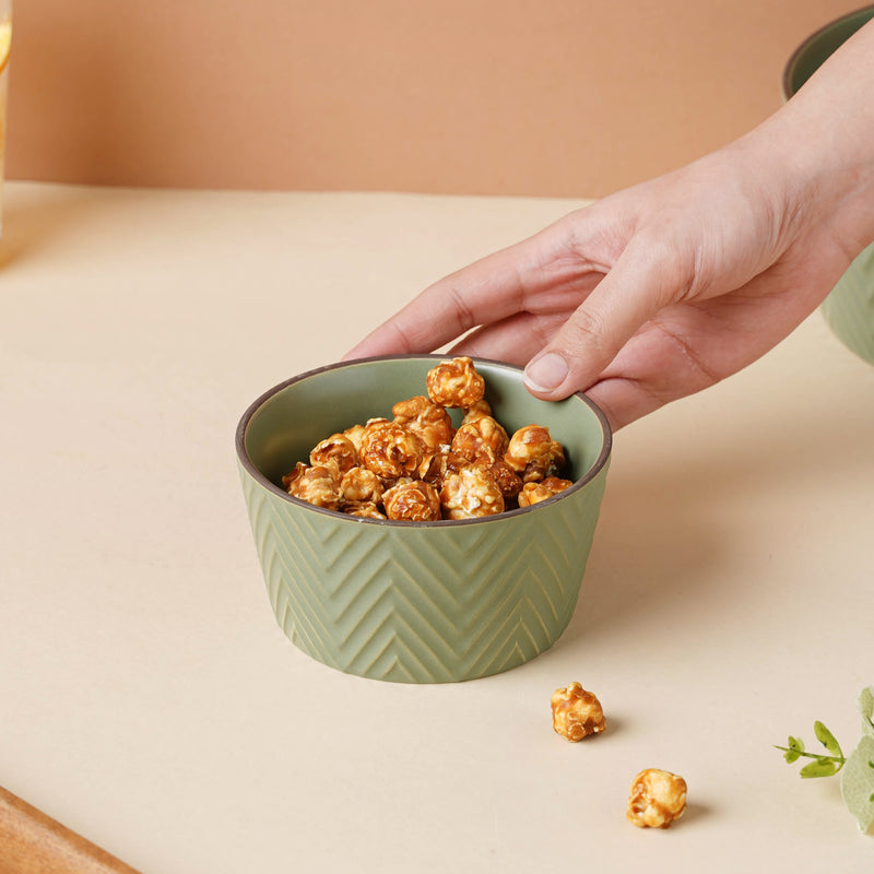 Fern Green Soup Bowl 300 ml - Bowl,ceramic bowl, snack bowls, curry bowl, popcorn bowls | Bowls for dining table & home decor
