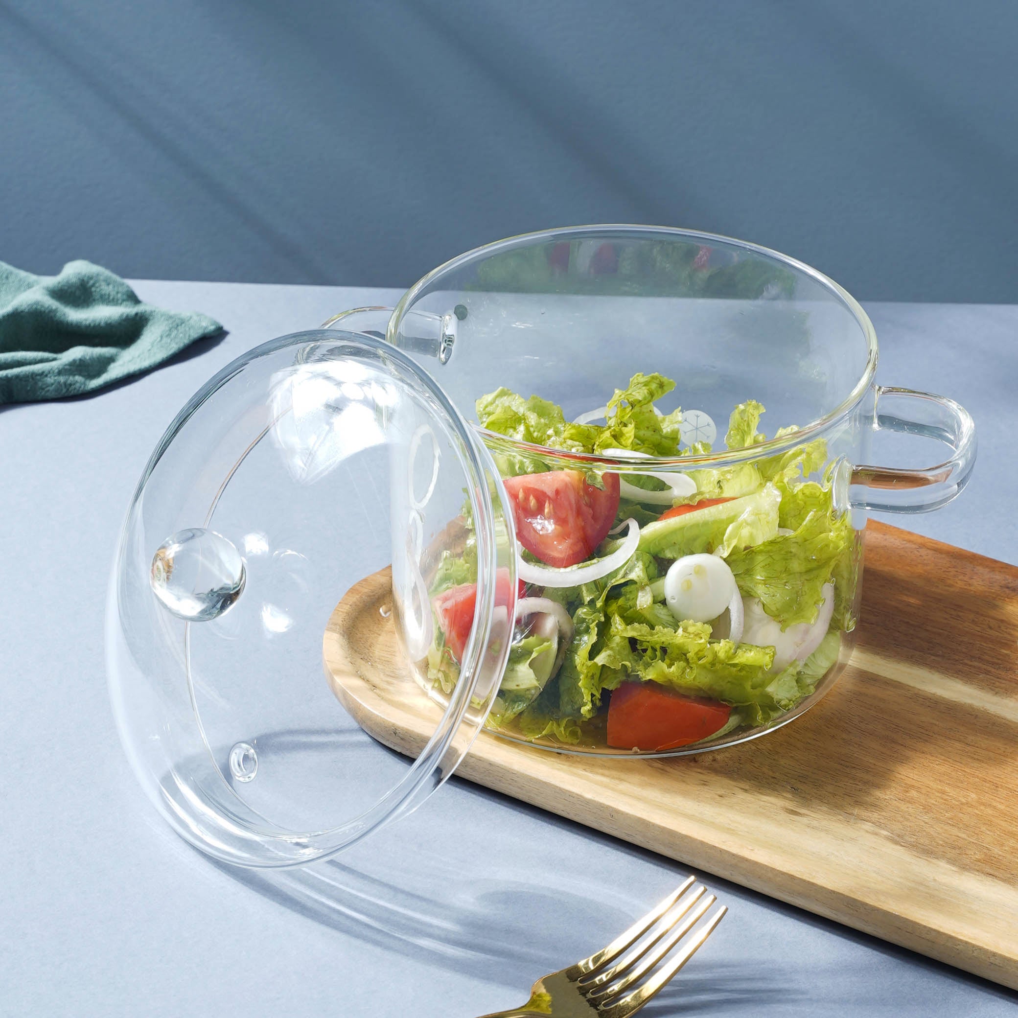 1800ml Glass Cooking Pot with Lid Transparent Binaural Soup Pan