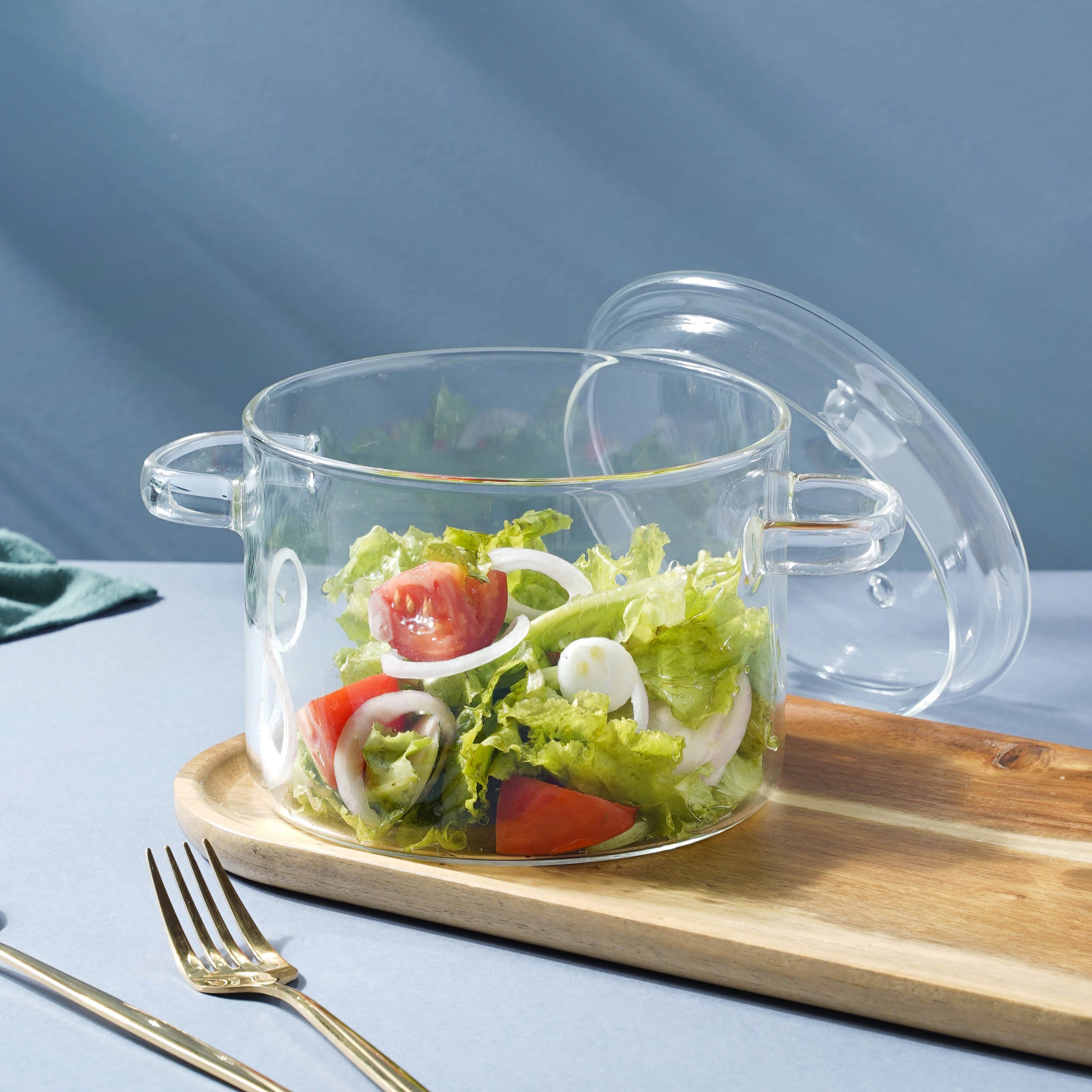 1800ml Glass Cooking Pot with Lid Transparent Binaural Soup Pan