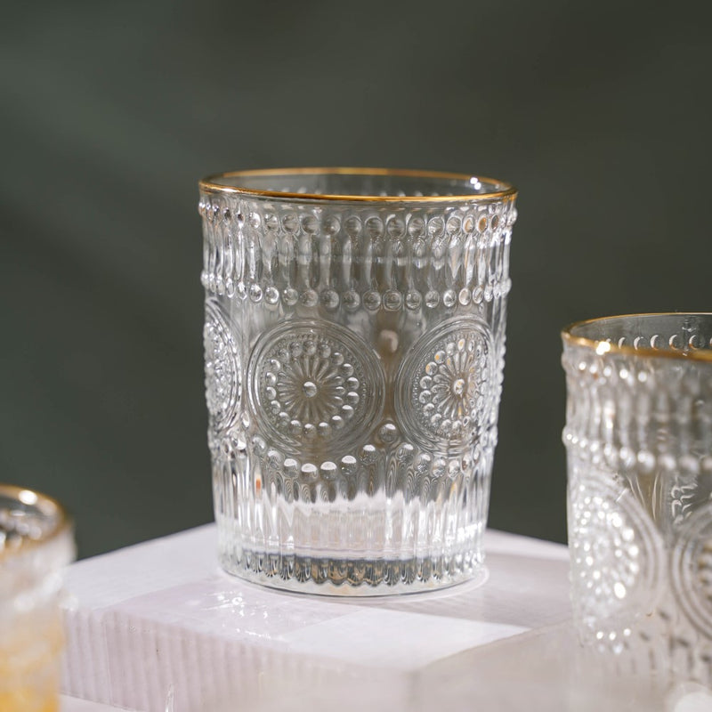 Embossed Small Drinkware Glass Set of 6 250 ml