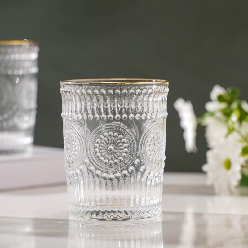 Embossed Small Drinkware Glass Set of 6 250 ml