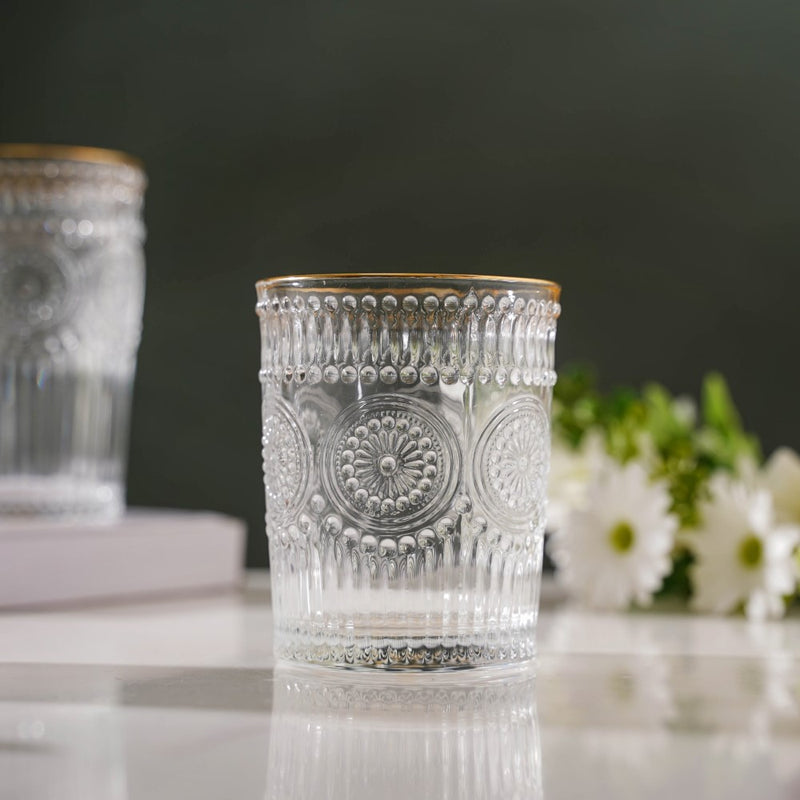 Embossed Small Drinkware Glass Set of 6 250 ml
