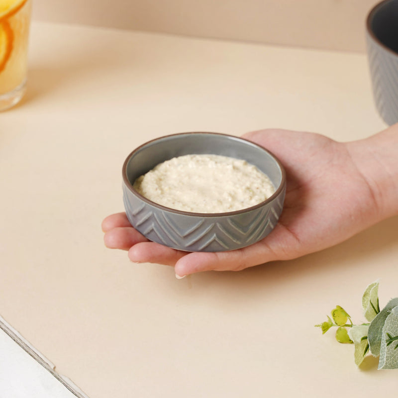 Asphalt Grey Dip Bowl - Bowl, ceramic bowl, dip bowls, chutney bowl, dip bowls ceramic | Bowls for dining table & home decor 