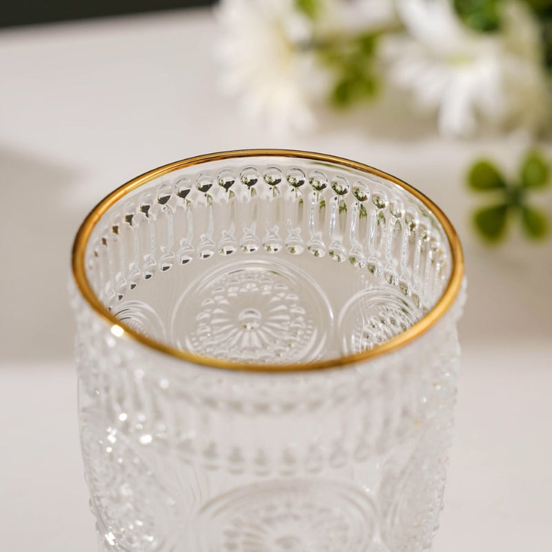 Embossed Large Drinkware Glass Set of 6 250 ml