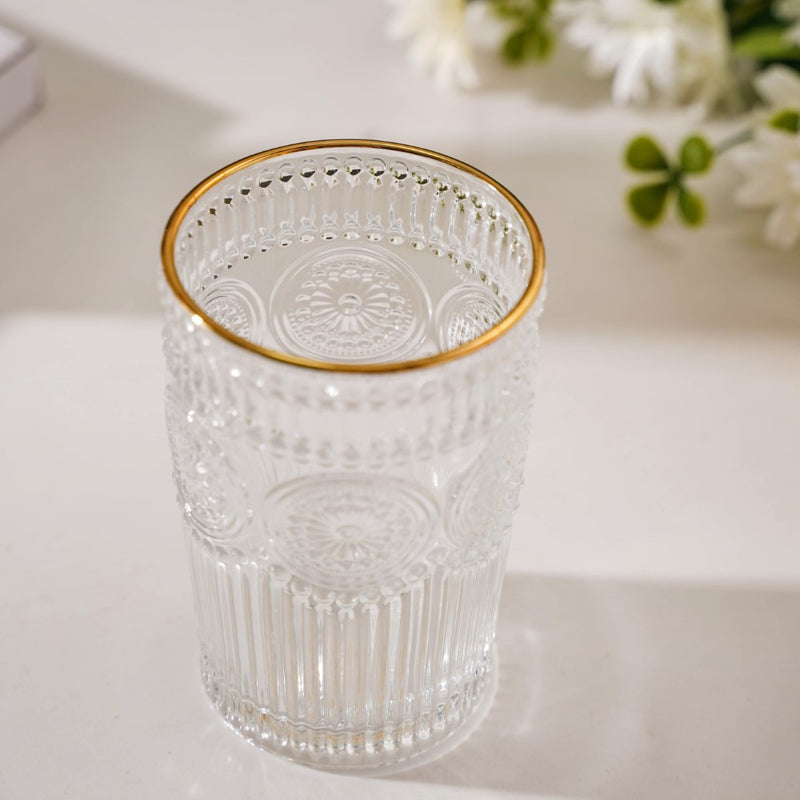 Embossed Large Drinkware Glass Set of 6 250 ml