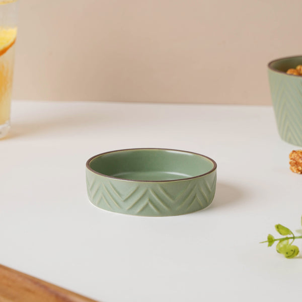 Fern Green Dip Bowl - Bowl, ceramic bowl, dip bowls, chutney bowl, dip bowls ceramic | Bowls for dining table & home decor 