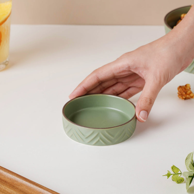 Fern Green Dip Bowl - Bowl, ceramic bowl, dip bowls, chutney bowl, dip bowls ceramic | Bowls for dining table & home decor 