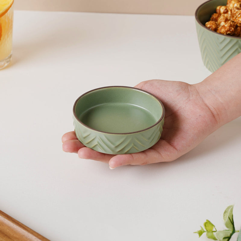 Fern Green Dip Bowl - Bowl, ceramic bowl, dip bowls, chutney bowl, dip bowls ceramic | Bowls for dining table & home decor 