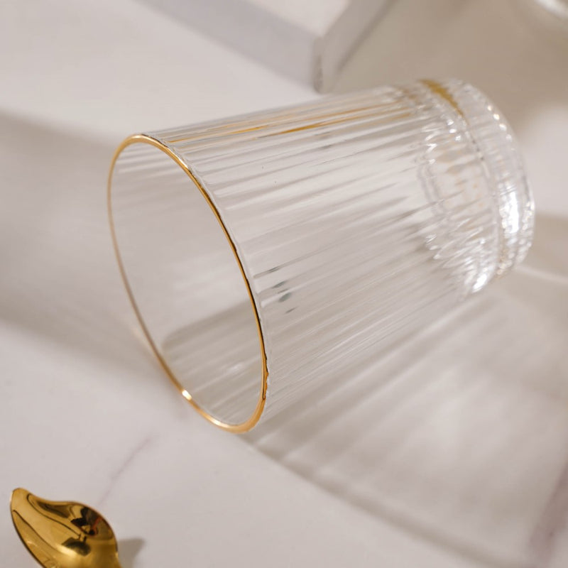 Ribbed Gold Rim Short Tumbler Set Of 6 250 ml
