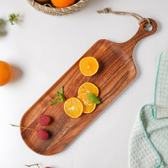 Bread Board Long Wooden With Handle 19 Inch - Cheese board, serving platter, wooden platter | Plates for dining & home decor