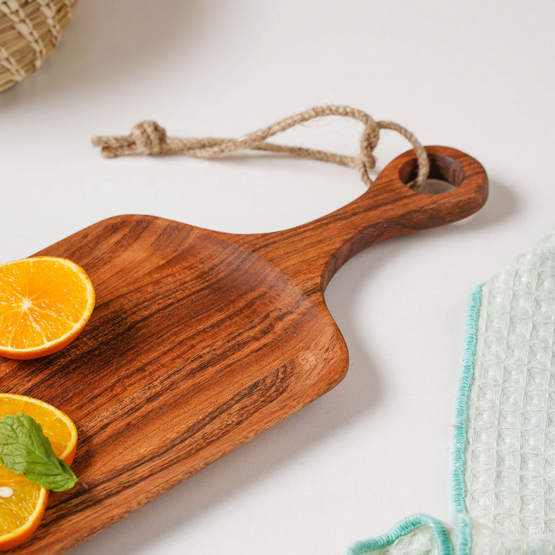 Bread Board Long Wooden With Handle 19 Inch - Cheese board, serving platter, wooden platter | Plates for dining & home decor