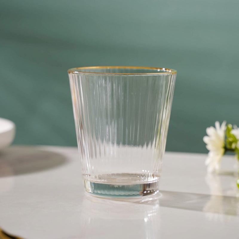 Ribbed Gold Rim Short Tumbler Set Of 6 250 ml