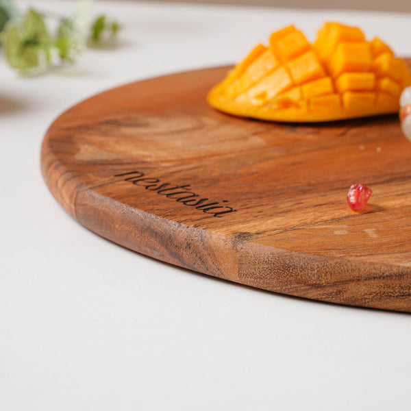 Farmhouse Round Wooden Platter 15 Inch - Cheese board, serving platter, wooden platter | Plates for dining & home decor