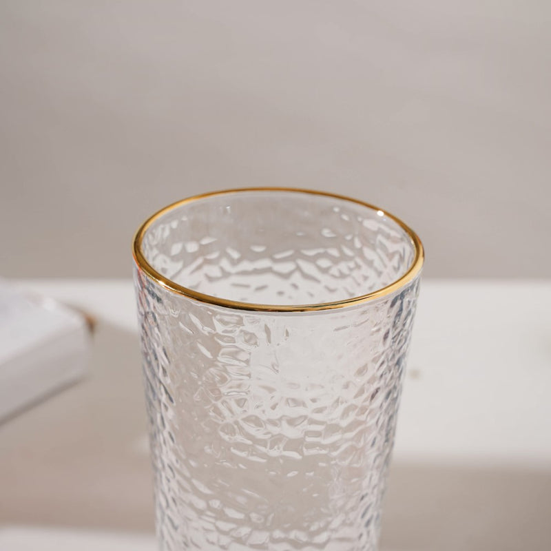 Pebble Textured Medium Glass Drinking Glass Set Of 6 350 ml