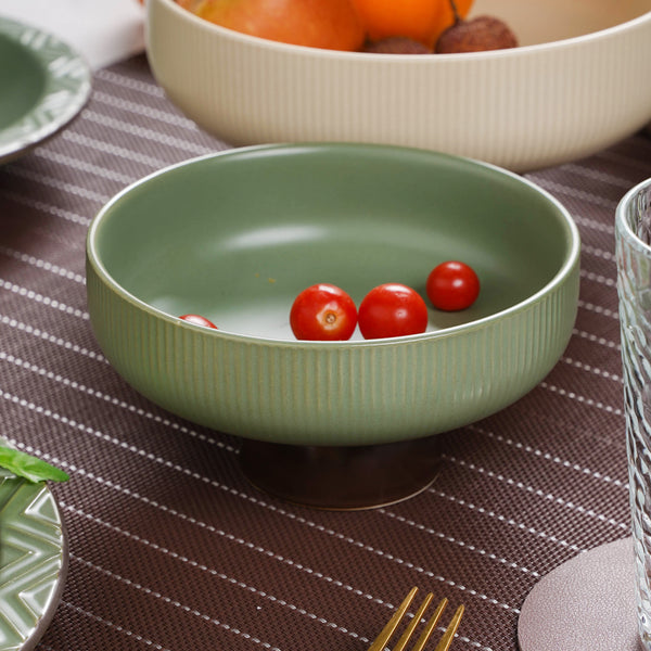 Fern Green Fruit Bowl Small - Bowl, ceramic bowl, serving bowls, bowl for snacks, large serving bowl | Bowls for dining table & home decor