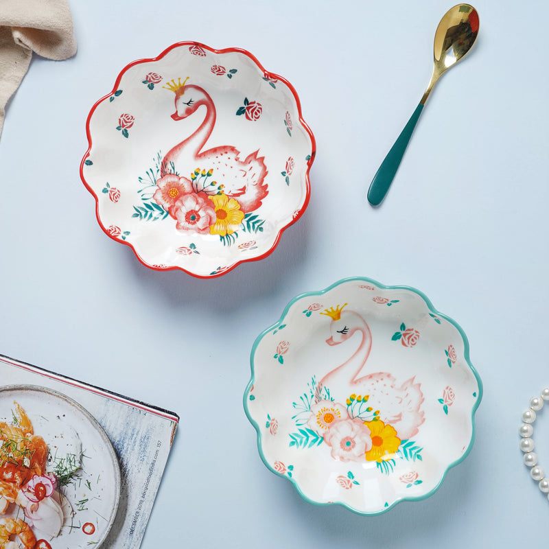 Swan Snack Bowl 400 ml - Bowl,ceramic bowl, snack bowls, curry bowl, popcorn bowls | Bowls for dining table & home decor