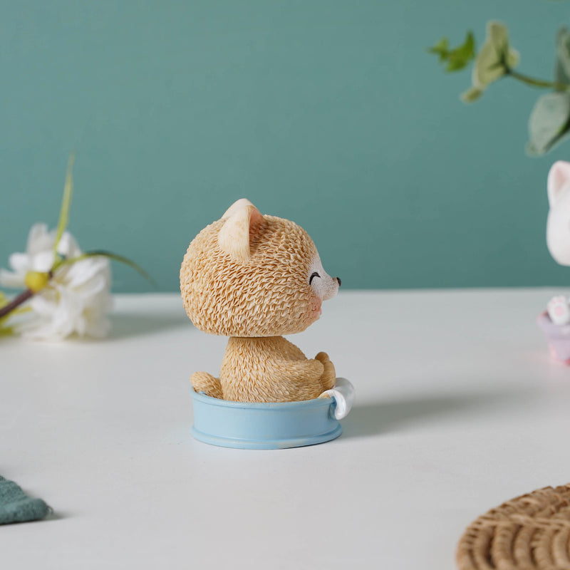 Puppy In A Tub Bobble Head Resin Showpiece - Showpiece | Home decor item | Room decoration item