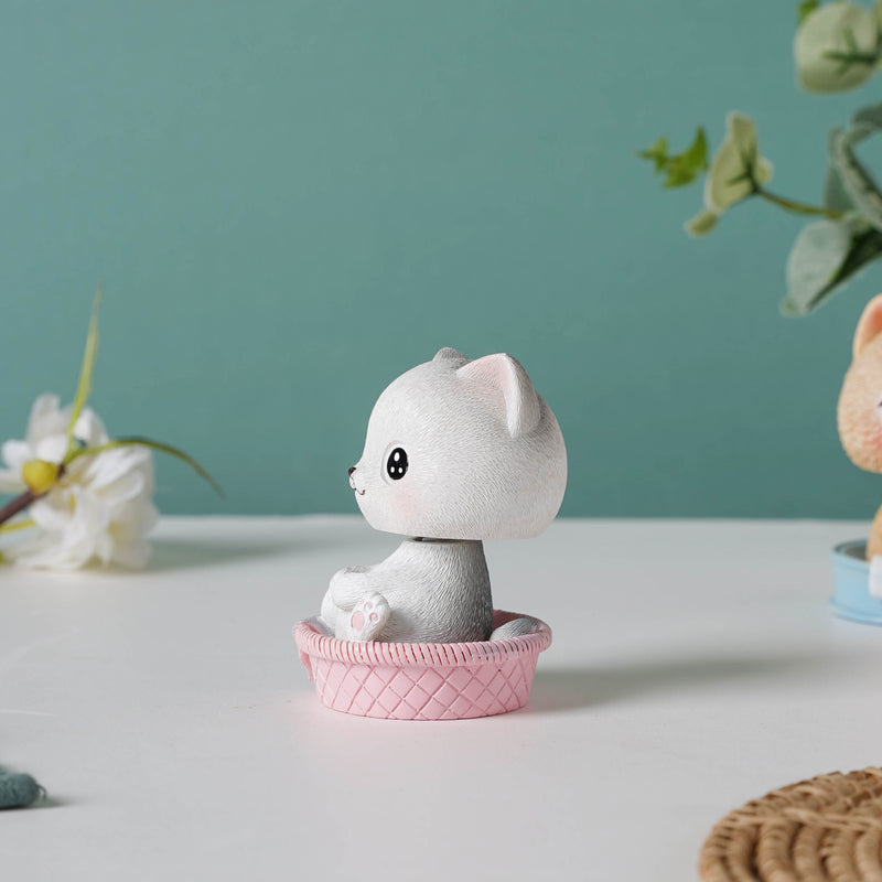 Kitty In A Tub Resin Bobble Head Showpiece - Showpiece | Home decor item | Room decoration item