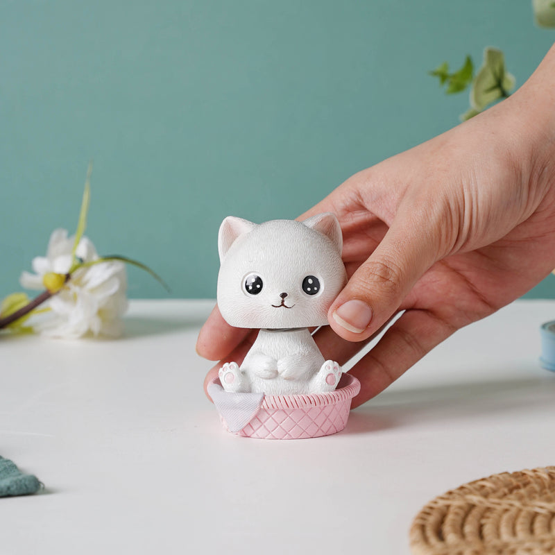 Kitty In A Tub Resin Bobble Head Showpiece - Showpiece | Home decor item | Room decoration item
