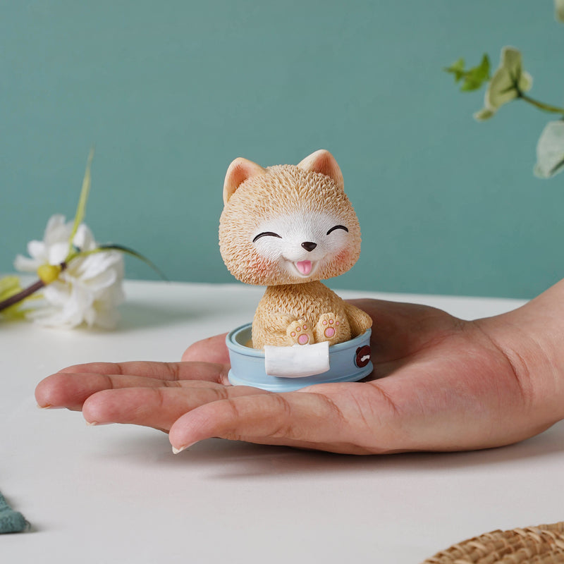 Puppy In A Tub Bobble Head Resin Showpiece - Showpiece | Home decor item | Room decoration item