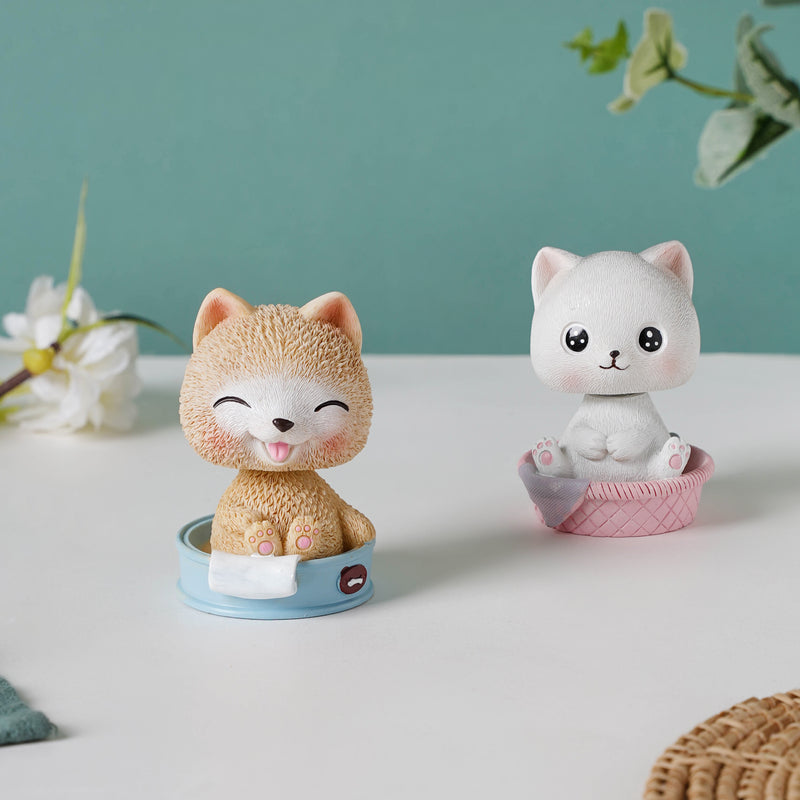 Kitty In A Tub Resin Bobble Head Showpiece - Showpiece | Home decor item | Room decoration item