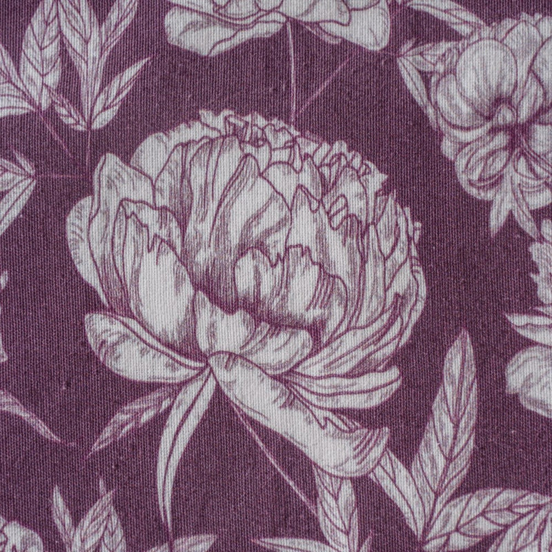 Peony Purple Printed Cotton Table Runner For 6 Seater