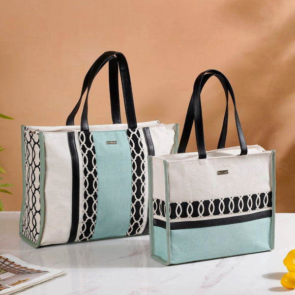 Ecofriendly Carryall Tote Bag Mint Set Of 2
