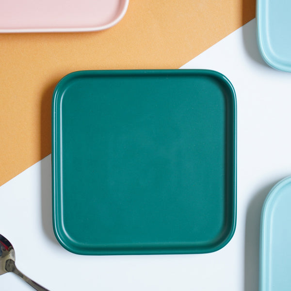 Glossy Green Square Snack Plate Small - Serving plate, small plate, snacks plates | Plates for dining table & home decor