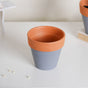 Brown Rim Grey Clay Pot Set Of 2 - Indoor planters and flower pots | Home decor items