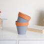 Brown Rim Grey Clay Pot Set Of 2 - Indoor planters and flower pots | Home decor items