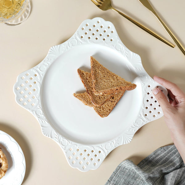 White Serving Plate - Large - Ceramic platter, serving platter, fruit platter | Plates for dining table & home decor