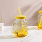 Tutti Frutti Glass Jar Yellow with Lid and Straw Set of 4